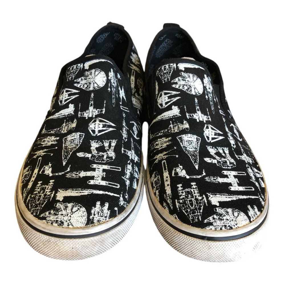 STAR WARS Trademark Lucasfilm Ltd. TM Black White Slip-On Sneakers Size 11